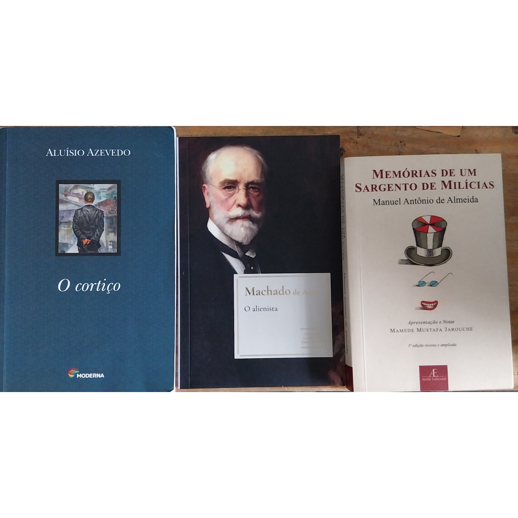 LIVRO, KIT(3), VESTIBULAR, 1. O ALIENISTA, 2. CORTIÇO,  3. MEMÓRIAS DE UM SARGENTO DE MILÍCIAS, MODERNA