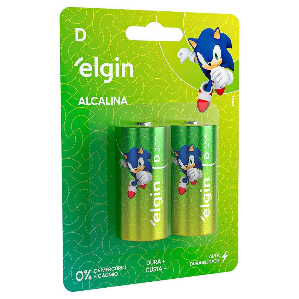 Pilha Grande Tipo "D" Alcalina C/2 LR20 Grande Brinquedos Bebedouro Elgin Energy