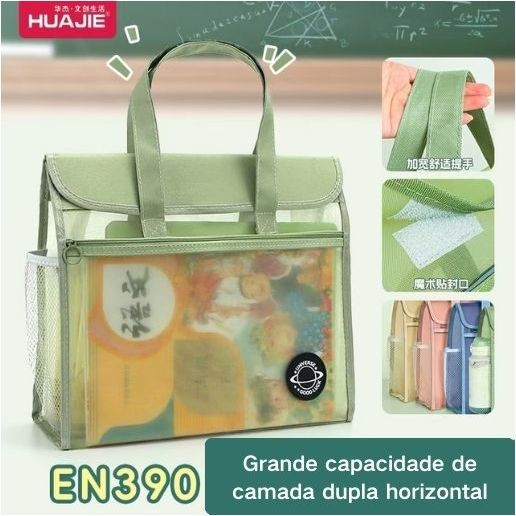 Bolsa de arquivo de gaze transparente grossa, camada dupla, grande capacidade, Design de armazenamento, aplicativo de es
