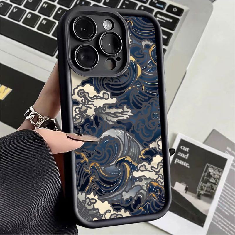 Capinha Capa de silicone Ondas para iPhone 11 12 13 14 15 16 pro max plus case em Oferta na Shopee