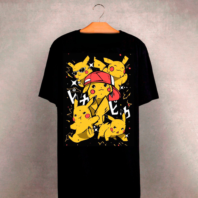 Camiseta  basica unissex estampada desenho pokemon personagem pikachu 100% algodao fashion
