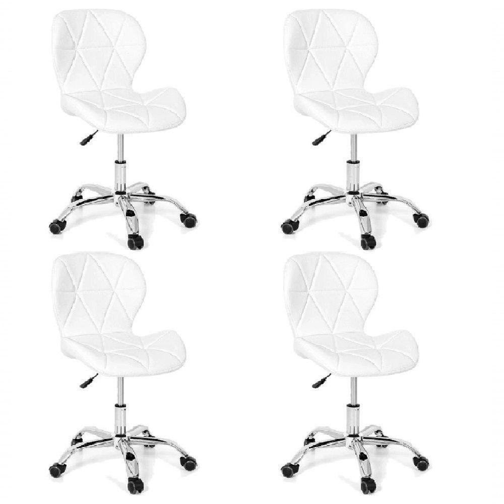 Kit 4 Cadeiras Office Eiffel Slim Com Base Giratória E Ajustável Branco em Oferta na Shopee