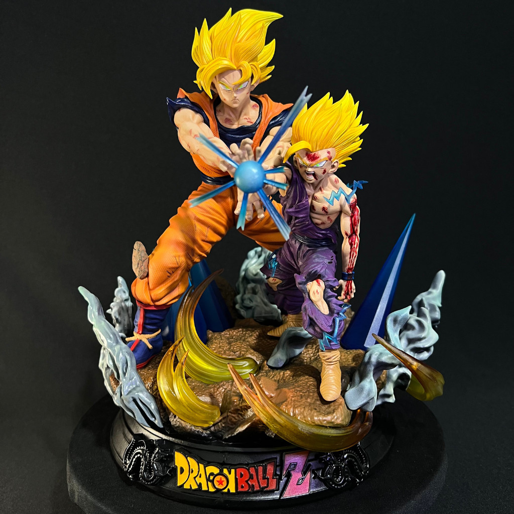Goku e Gohan Kamehameha Action Figure Exclusivo Miniatura Colecionável Artesanal Boneco Escultura