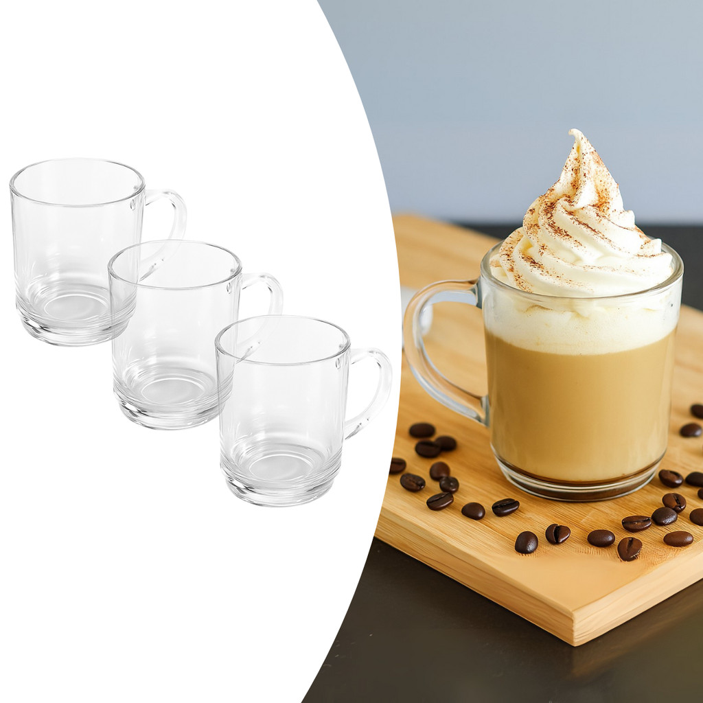 Jogo 3 Canecas De Café Chá Vidro Cristalino Transparente 250ml Cappucinno Kit Xícara Capucinno em Oferta na Shopee