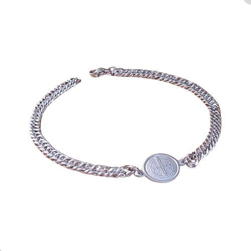 Pulseira Inox Medalha São Bento Corrente Antialérgico