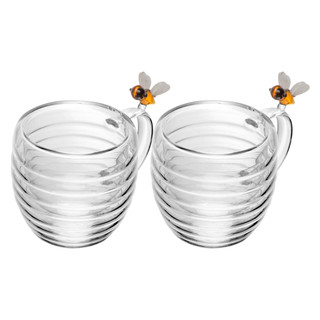 Conjunto 2 Xícaras de Chá Parede Dupla de Vidro Borossilicato Lovely Bee 180ml - Lyor