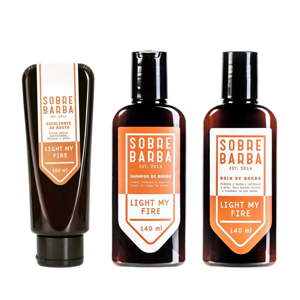 Kit Sobrebarba - Esfoliante, Shampoo e Balm de Barba - Light my Fire