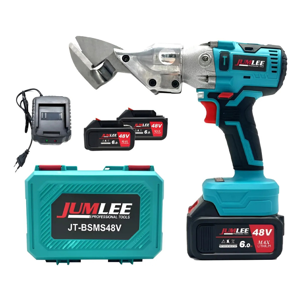 JUMLEE Tesoura Corta Chapa de Ferro Aço Eletrica 2 Bateria 48v Profissional