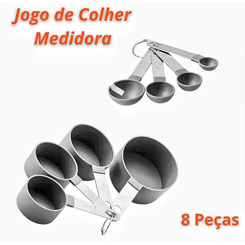 Conjunto Medidor de Cozinha Com 8 Peças – Colheres e Xícaras Funcional Pratico