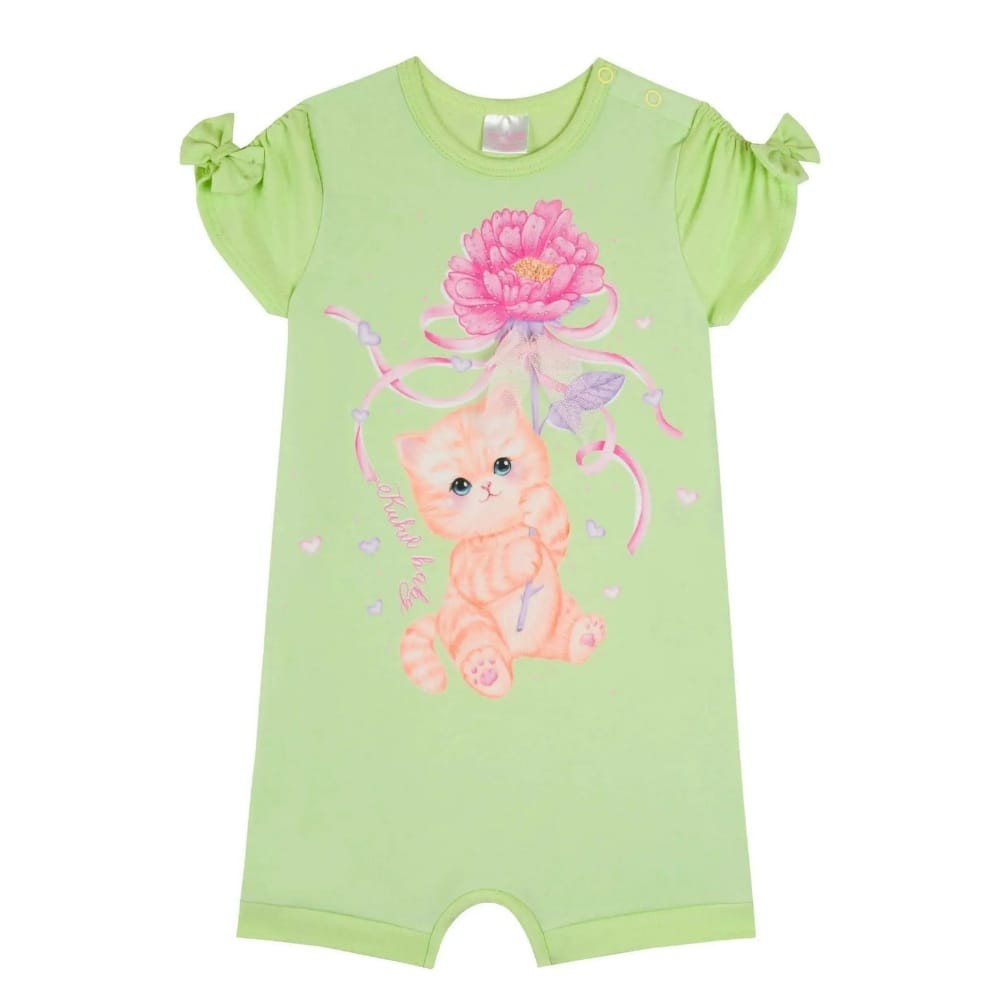 Macacão Bebê Menina em Cotton Verde Claro - Kukiê