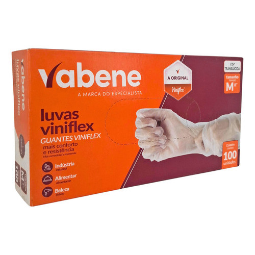 Luva Viniflex Tpe Descartável Vabene Tamanho M Cartucho 1 X 100 Unidades