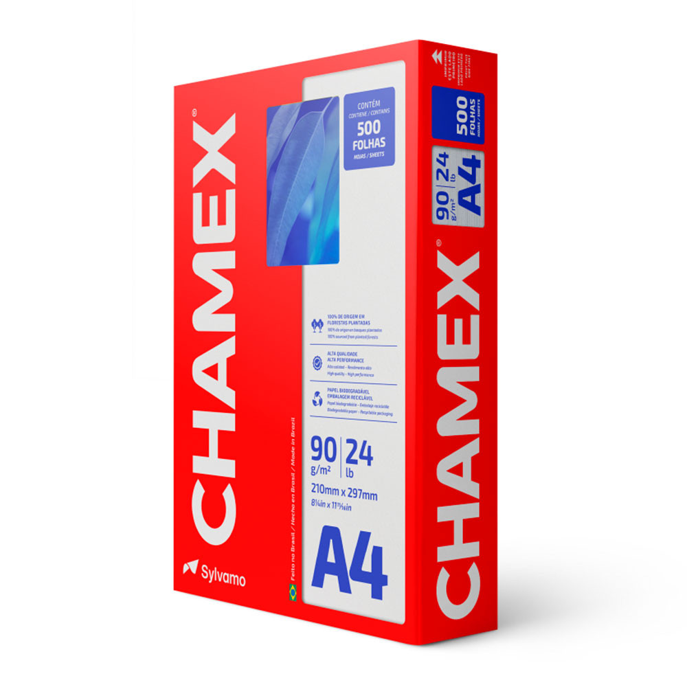 Papel sulfite A4 90g 210x297 com 500 folhas Chamex em Oferta na Shopee