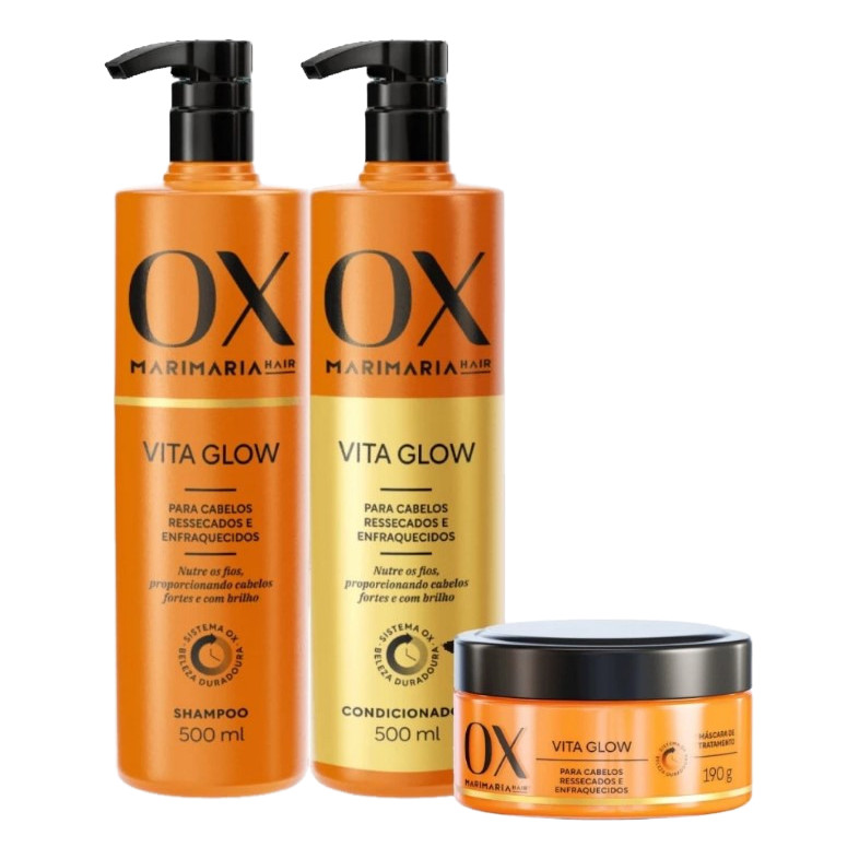 Kit Completo Mari Maria Ox Vita Glow 500ml Cronograma Capilar