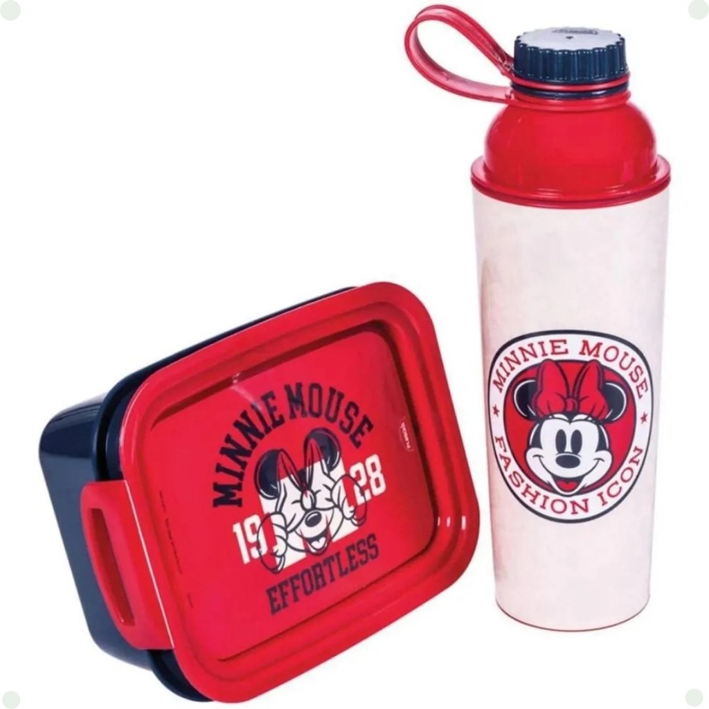 Kit garrafa + marmita Minnie Disney - ed especial 100 anos