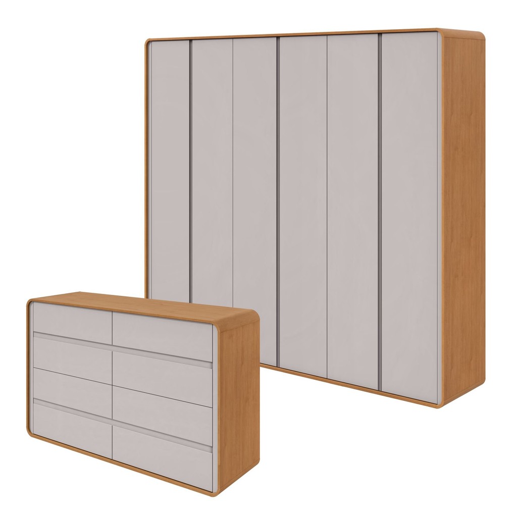 Cômoda 8 Gavetas 152x48x96cm Loop Amêndoa Clean/off White: Onde Comprar | BuscaProdutos