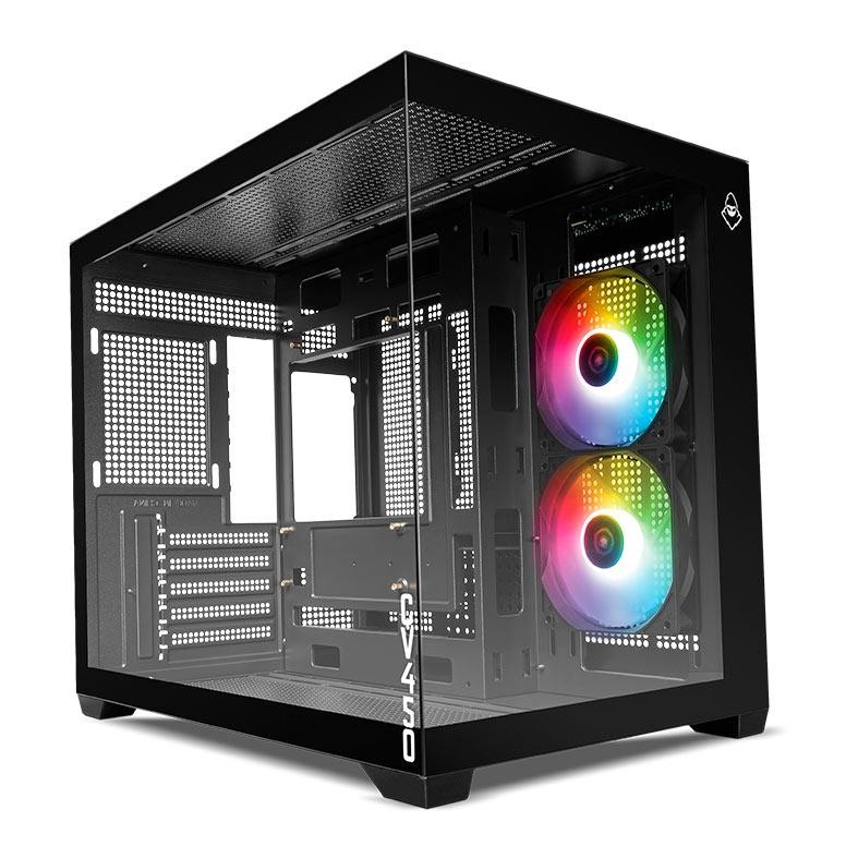 Gabinete Gamer Mancer CV450, RGB, Mini-Tower, Lateral de Vidro, Com 2 Fans, Preto, MCR-CV4502F-BK em Oferta na Shopee
