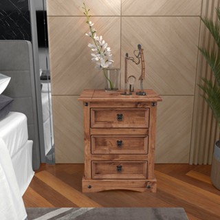 Mesa de Cabeceira Madeira Maciça 03 Gavetas Roble em Oferta na Shopee