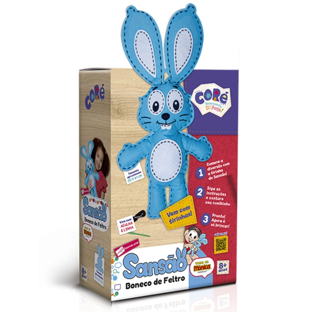 BONECO DE FELTRO SANSÃO TURMA DA MÔNICA TOYSTER COLEÇÃO FAZENDO ARTE COSTURA AGULHA LIVRO COELHO em Oferta na Shopee