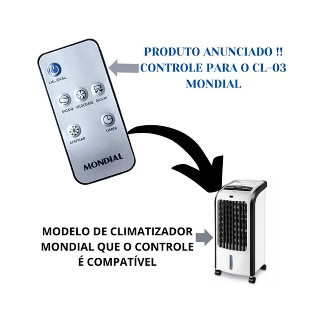 Controle Remoto Climatizador Mondial Fresh Air Cl-03 — imagem 2 de 2