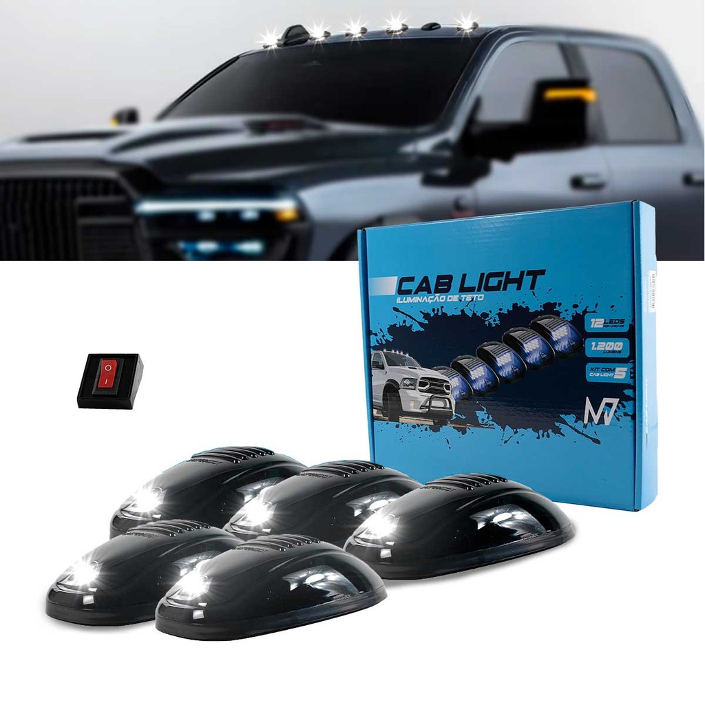 Kit Cab Light Luz De Teto Branca Para Caminhonete 5 Peças em Oferta na Shopee