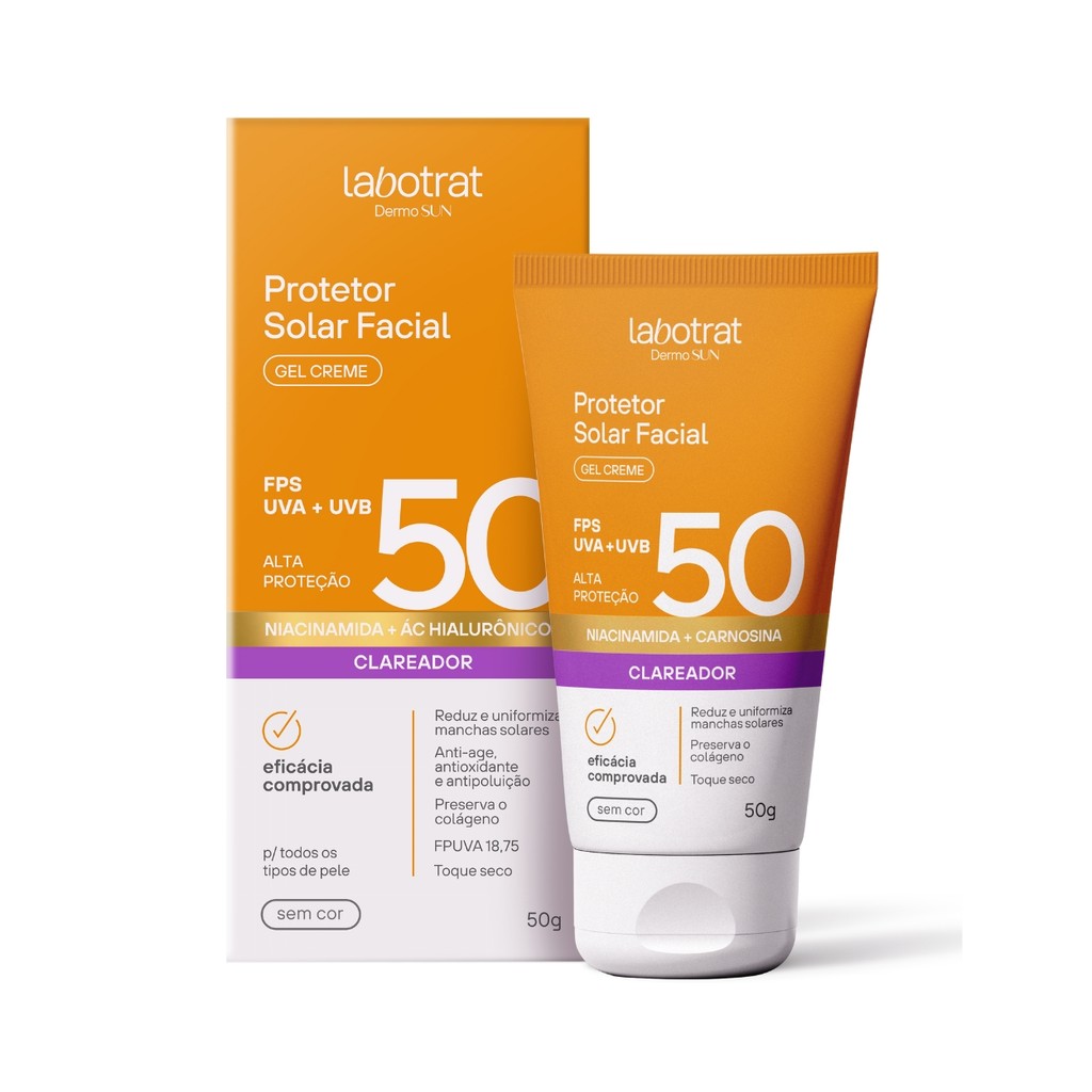 Protetor Solar Facial Gel Creme Incolor FPS 50 Labotrat 50g
