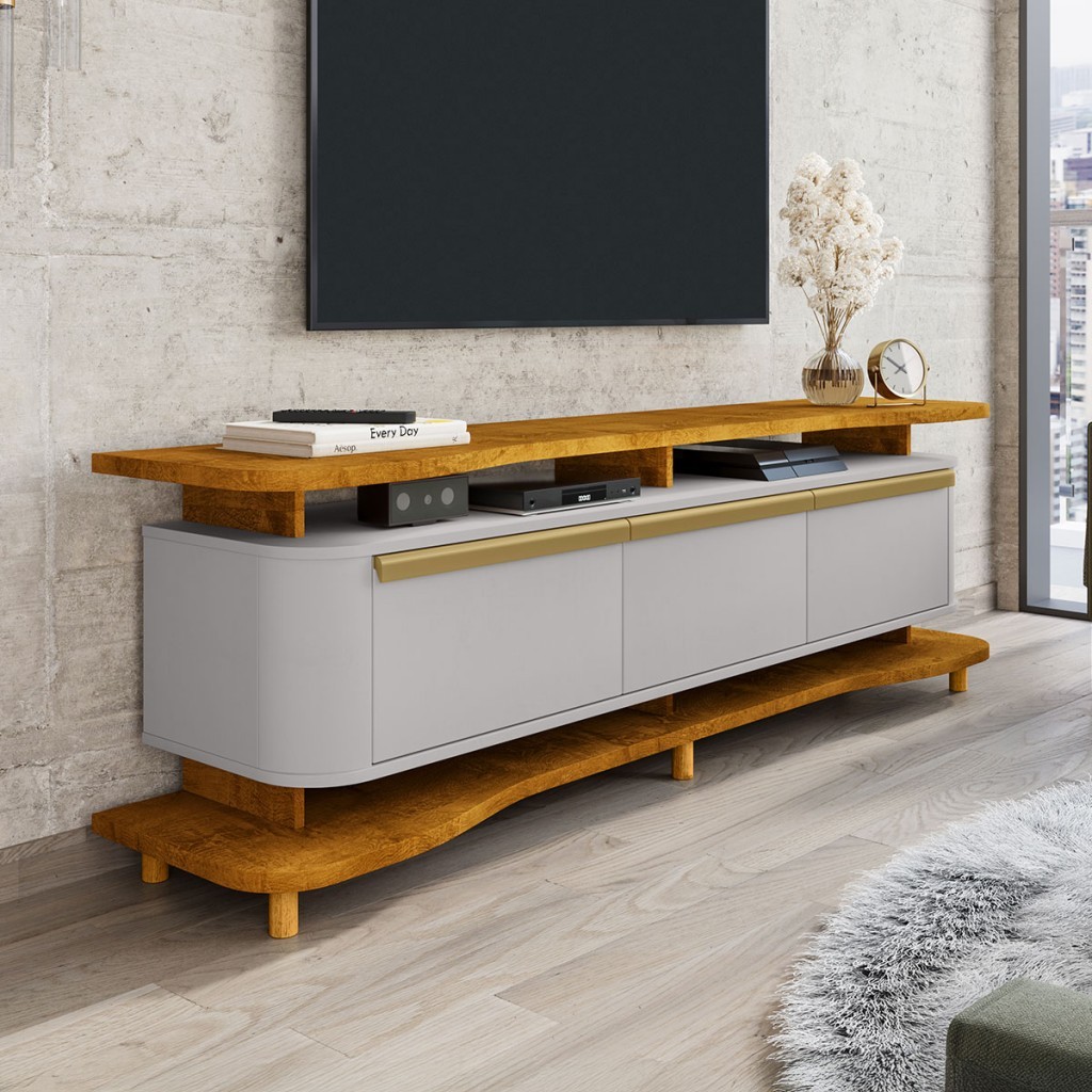 Rack para TV Até 75 Polegadas Océane 3 Portas - Pnr Móveis em Oferta na Shopee