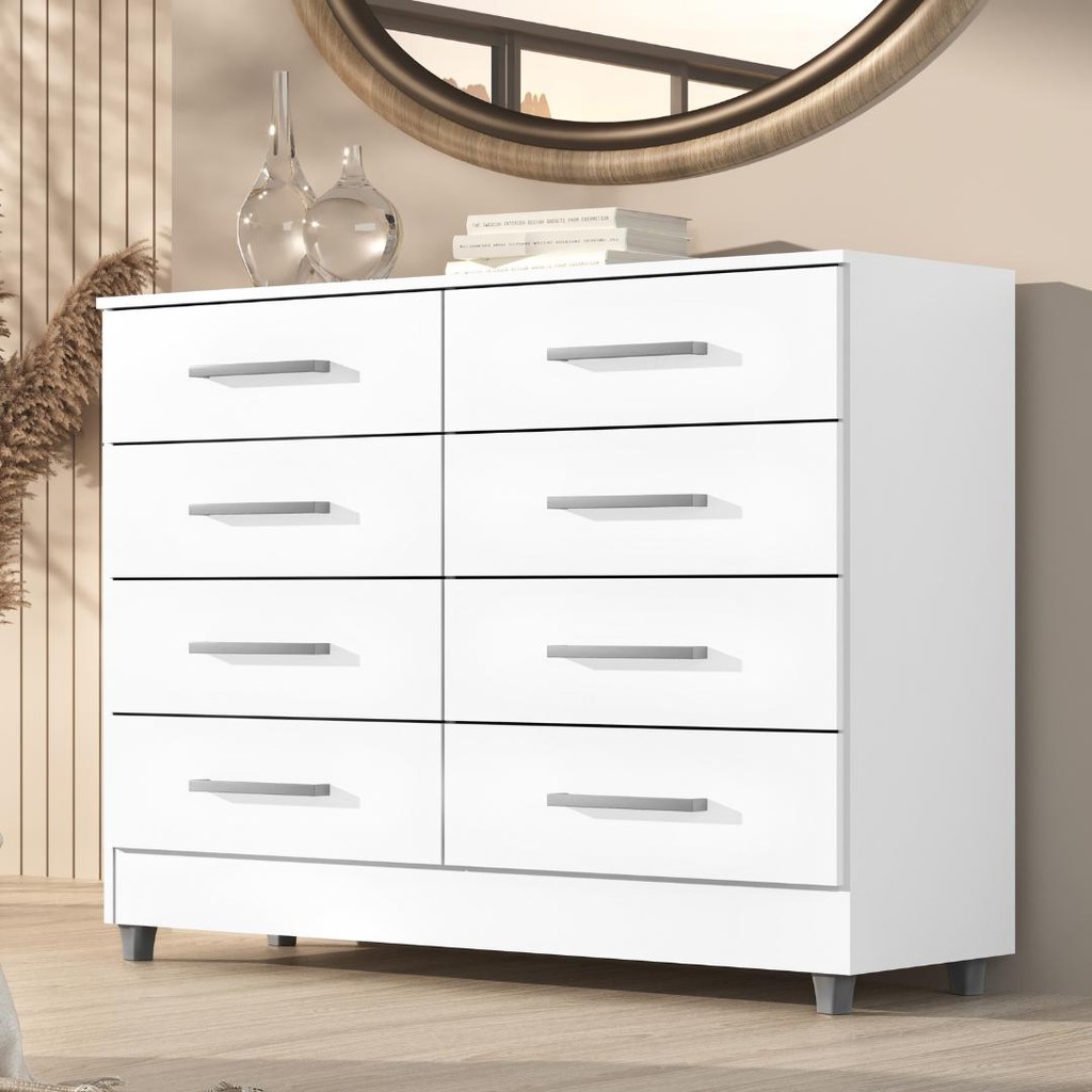 Comoda 8 Gavetas Raissa com pés em Oferta na Shopee