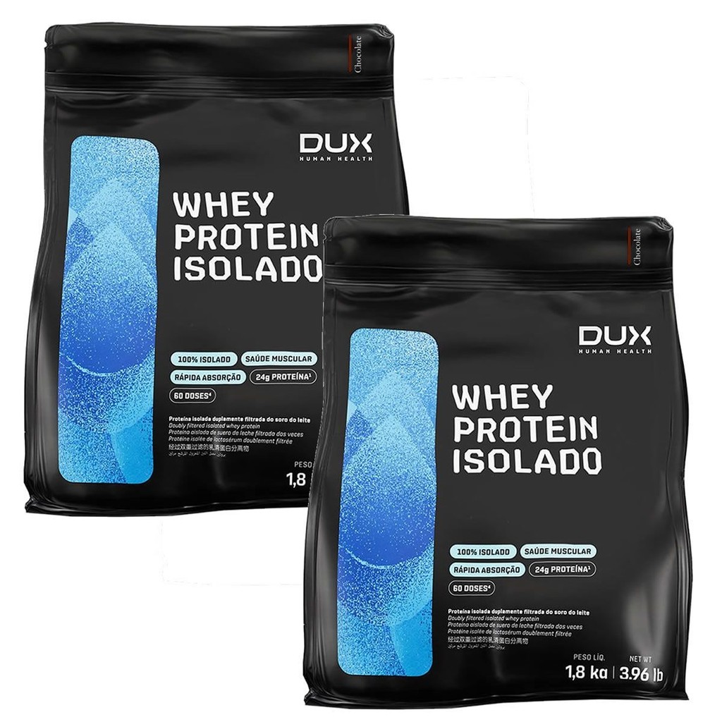 Kit 2X Whey Protein Isolado - 1800g Refil Chocolate - Dux Nutrition