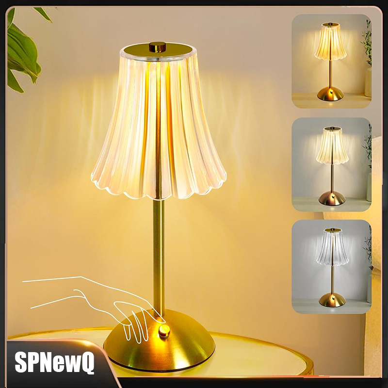 Luminária Abajur de Mesa Saia Seda Com Barra Led Sensor Toque De Luz Quarto Sem Fio 3 Cores 110/220v Alta Qualidade
