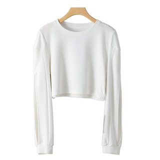 [AL] Primavera novo estilo feminino em torno do pescoço recortado umbigo roupas quente menina Design moletom curto 181