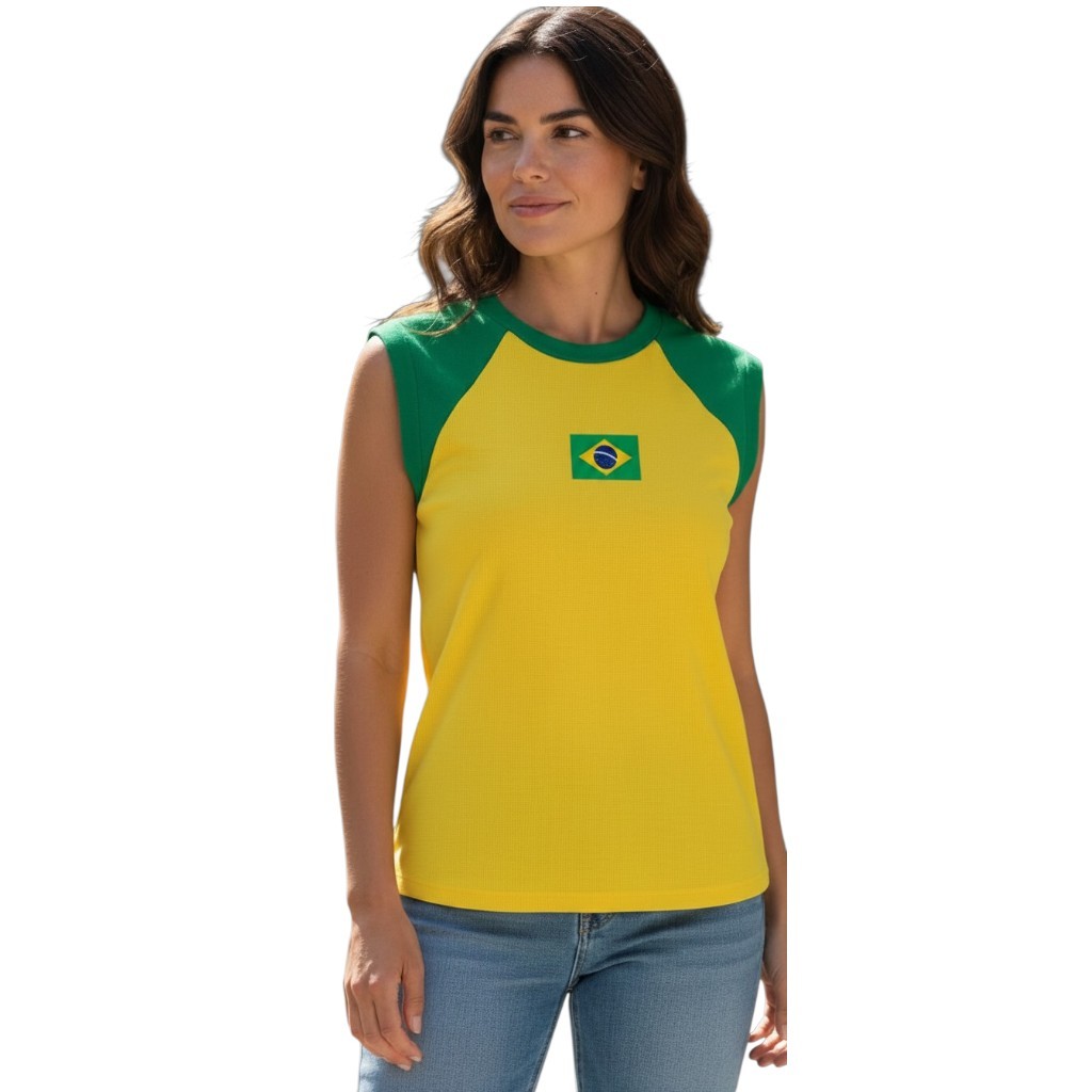 Blusa Feminina Regata Brasil Blusinha Copa Do Mundo Eleição