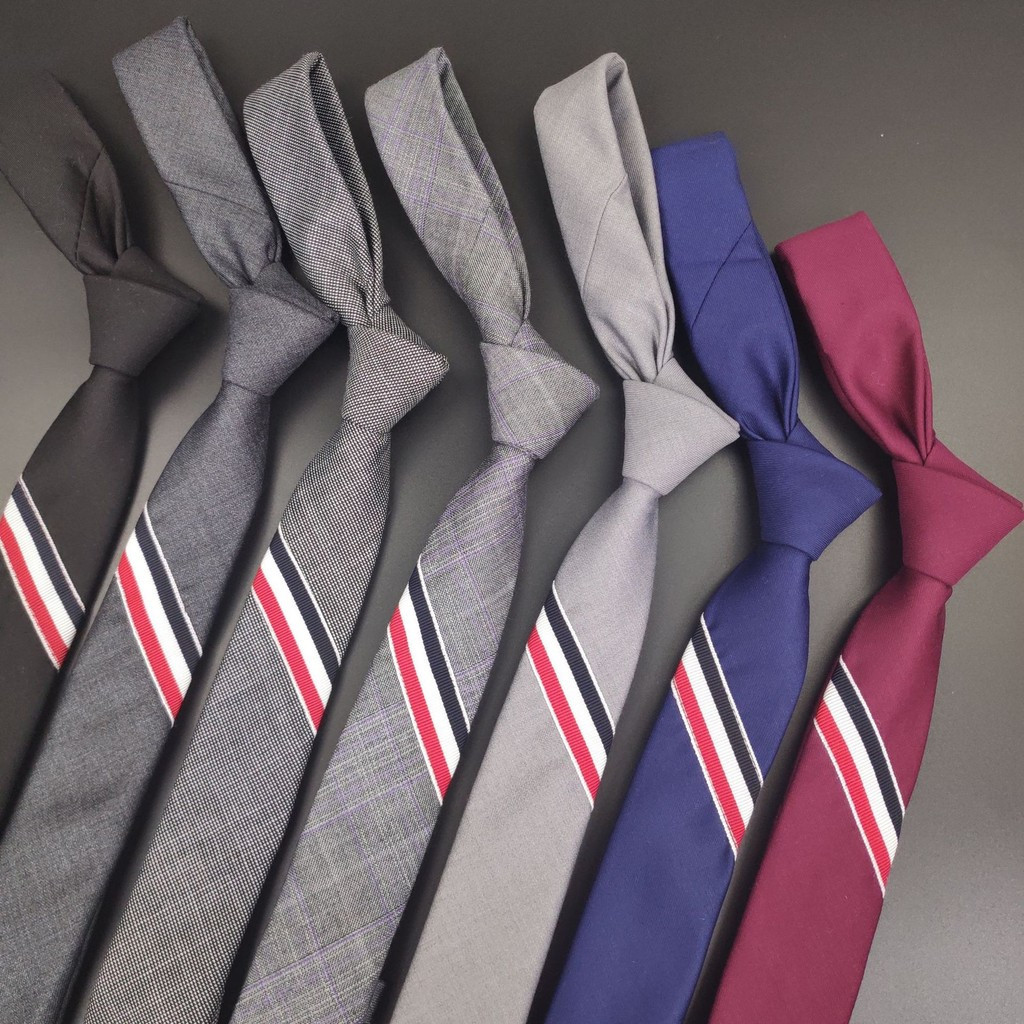 Gravata estilo britânico masculina feita à mão preto branco vermelho listrado cor sólida gravata 5cm versão estreita est