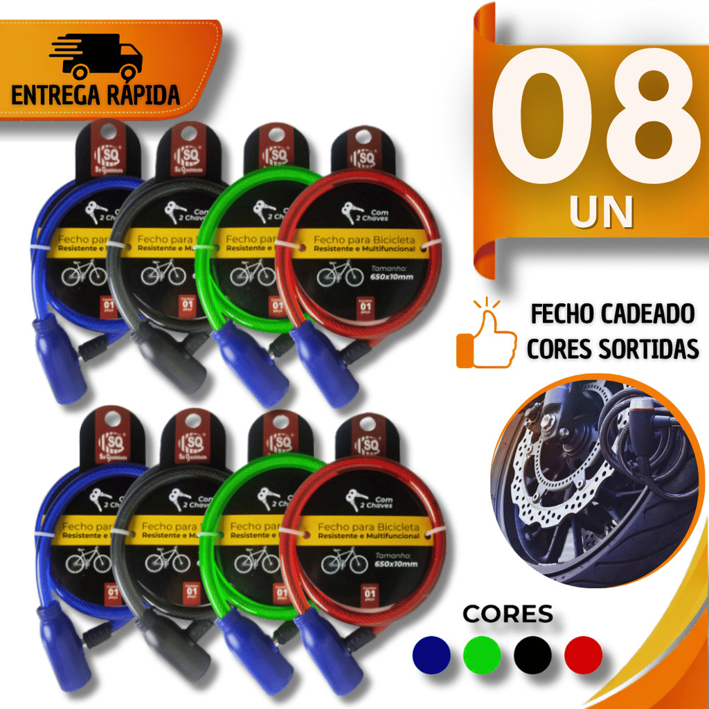 Cambo Cadeado Cabo Bicicleta Portão Trava de Segurança 650x10mm Cor Sortida Qualidades Garantidas