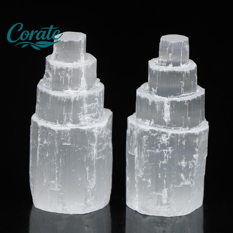 [Corate] Lâmpada De Selenita Natural Pedras Preciosas Brancas Ice Berg Esculpida Decoração De Minério De Cristal