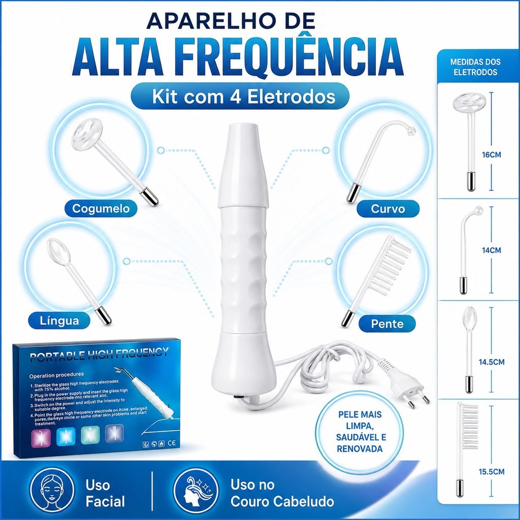 Aparelho Alta Frequência Portátil Limpeza Tratamento De Pele