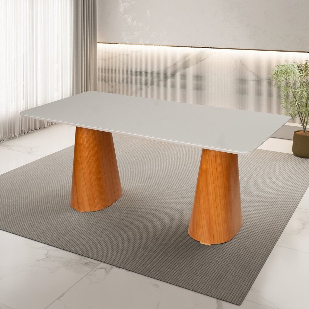 Mesa Sala de Jantar 6 Lugares Retangular Madeira Maciça Fortaleza Espresso Móveis