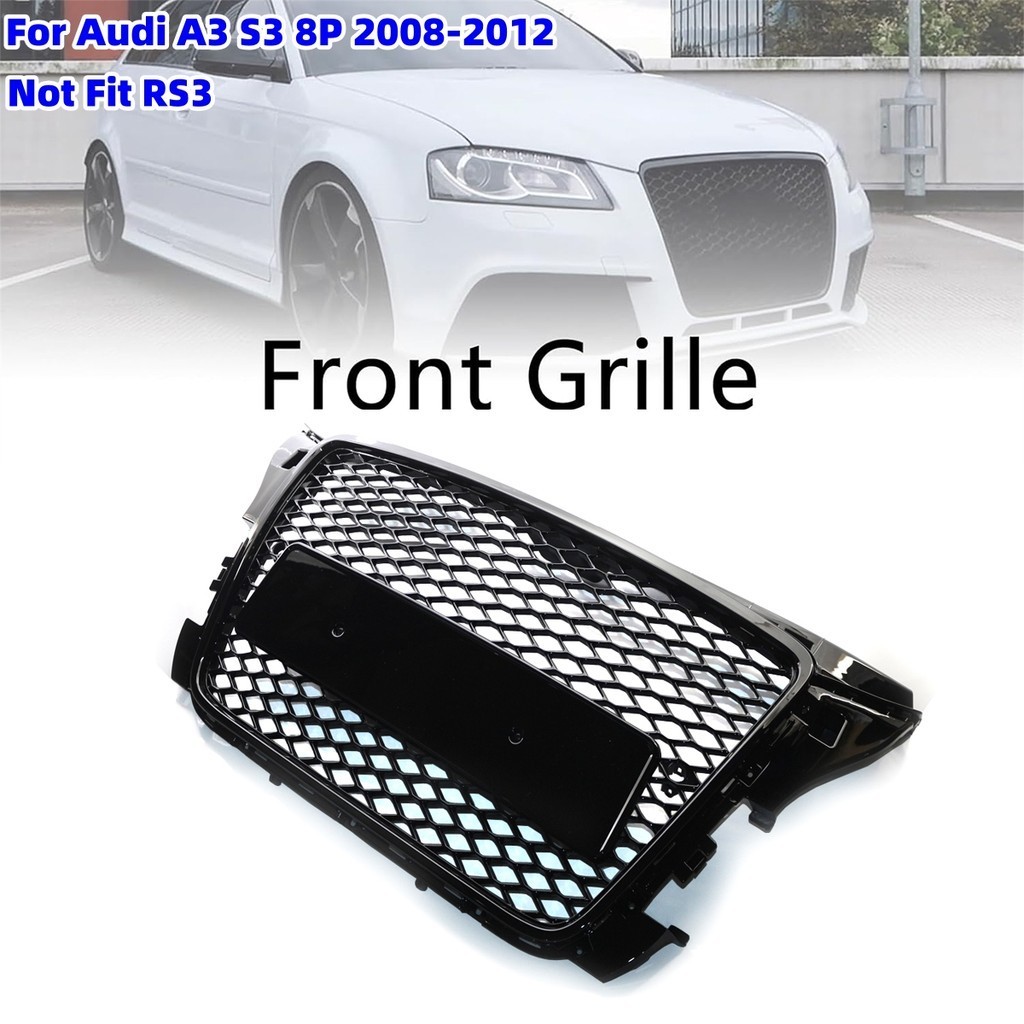 Grade Do Para-Choque Dianteiro Carro Audi A3 S3 8P 2008-2012 Preto Brilhante Grades De Corrida Superior Estilo RS3 Favo