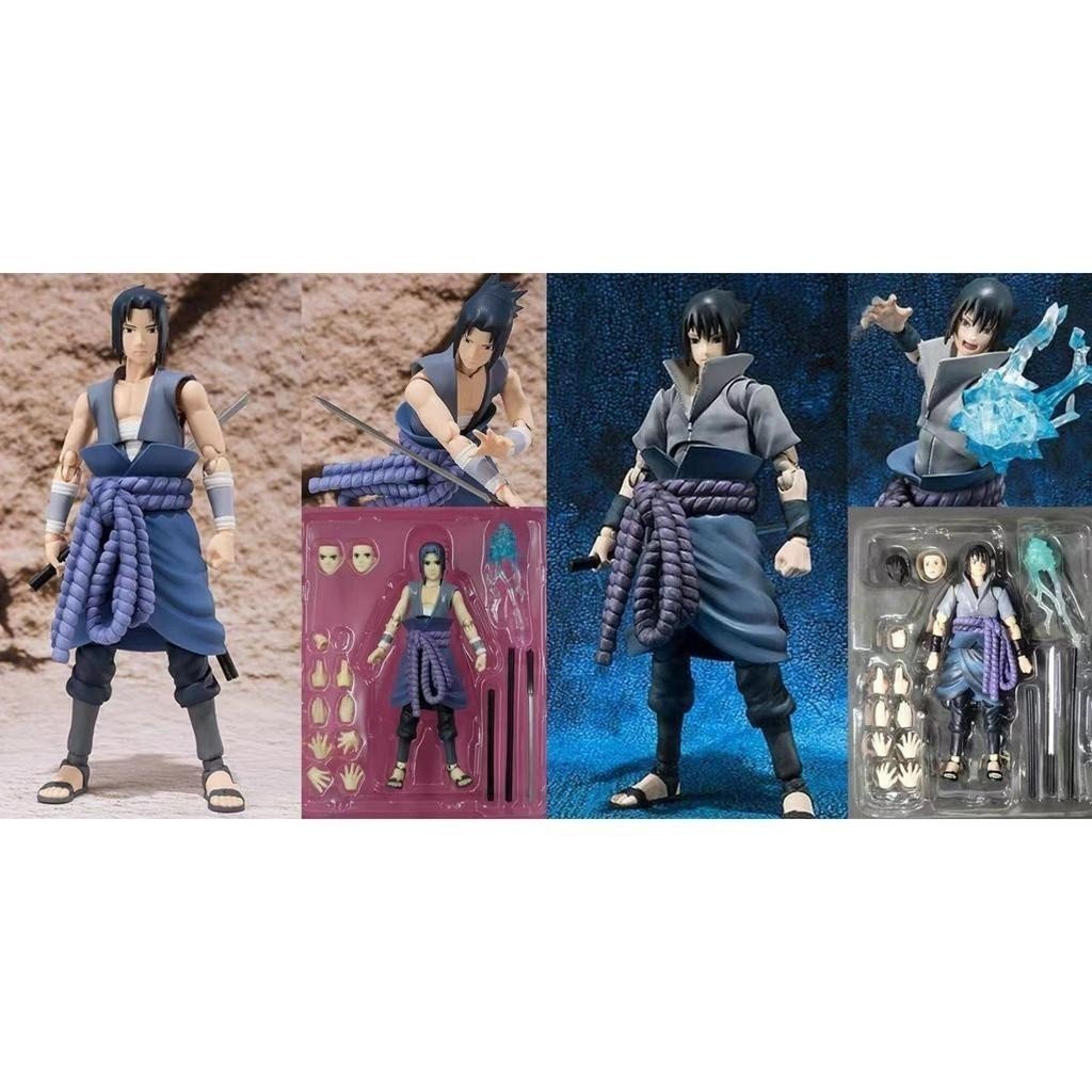 Figura de Ação Naruto Shippuden Uchiha Sasuke + Acessórios Boneco Articulado de 14cm SACD