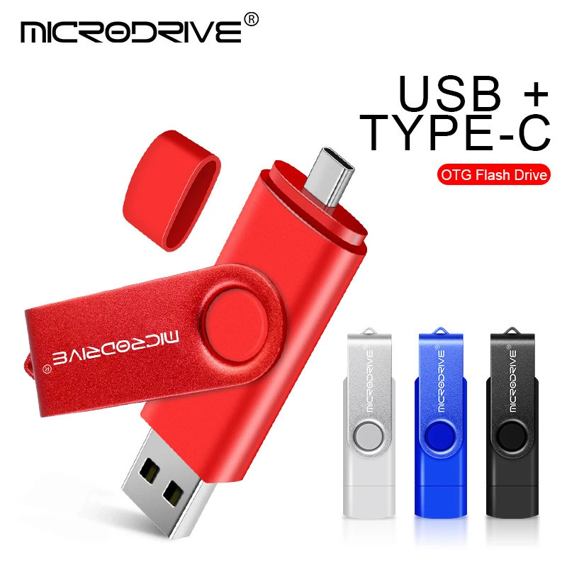 Pen drive OTG 2 em 1 de metal, tipo C, 128GB, memória USB 4GB 8GB 32GB 64GB 128GB, pen drive USB, memória USB.