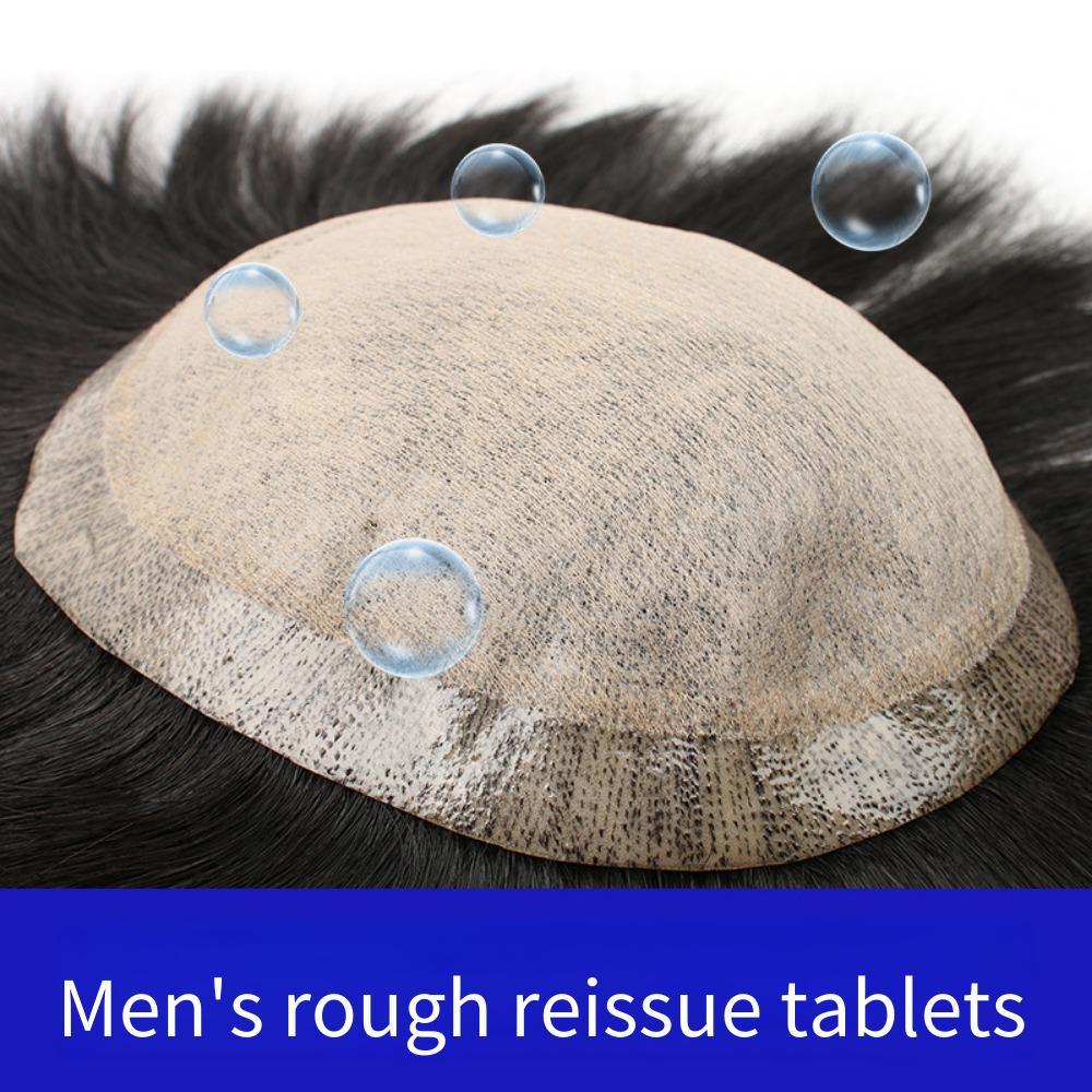 Peruca masculina máquina de cabelo curto gravata áspera completa cabelo Real masculino pode colar pode preso luz fina Ca