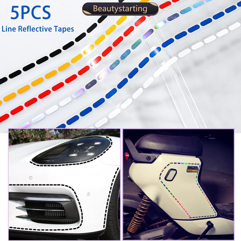 BEAUTYSTARTING 5 Peças Adesivos Refletivos De Linha De Motocicletas De Carro DIY Fitas Refletivas Decorativas De Roda Au