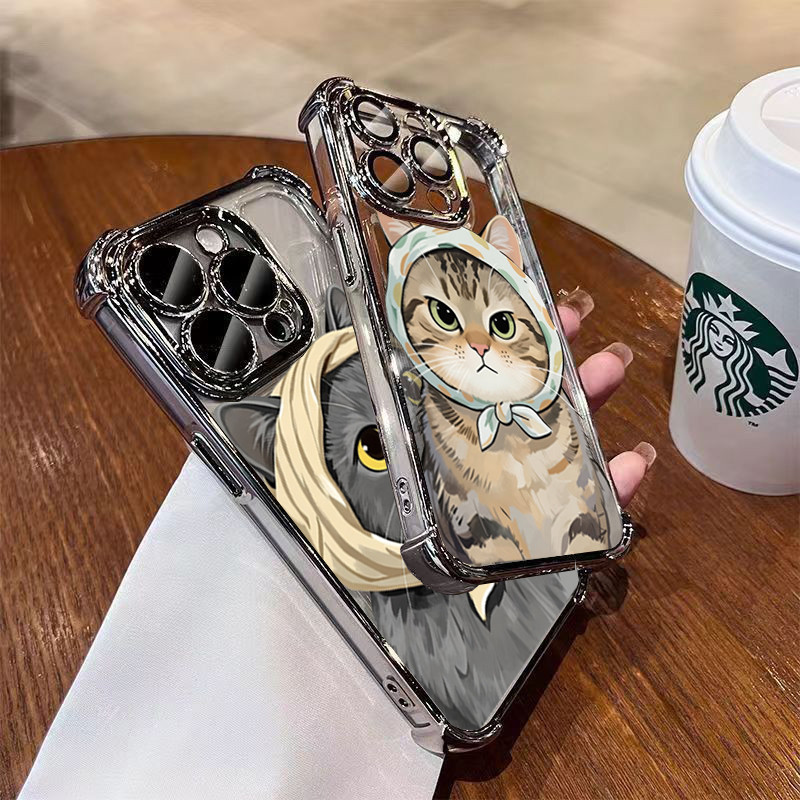 Capa Para Samsung Galaxy A27 A57 A37 A06 A07 A56 A36 A55 A54 A25 A26 A16 A15 A24 A13 Chapeamento Bandana Gato Macio Moda