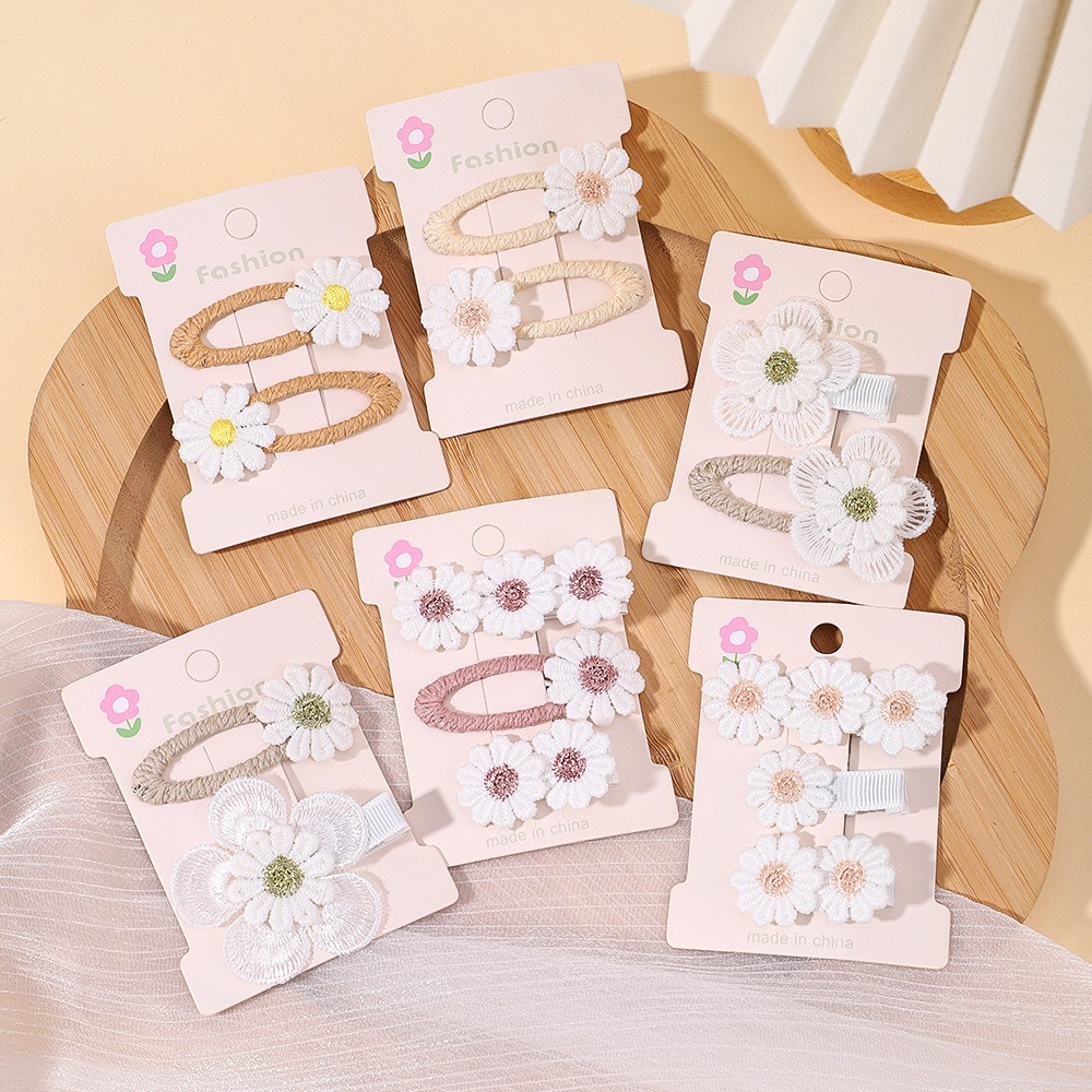 1/2pcs Renda Barette Branca Princesa Grampos De Cabelo Para Meninas Bebês Sweet Daisy Flower Kids Acessórios Atacado