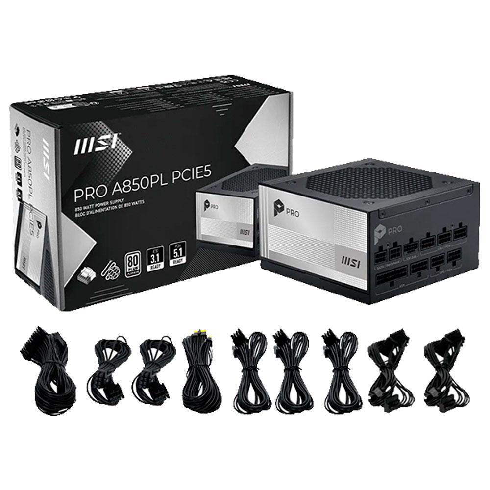 Fonte De Alimentacao Msi 850w Pro A850pl Pcie5 80 Plus Platinum Full Modular Atx