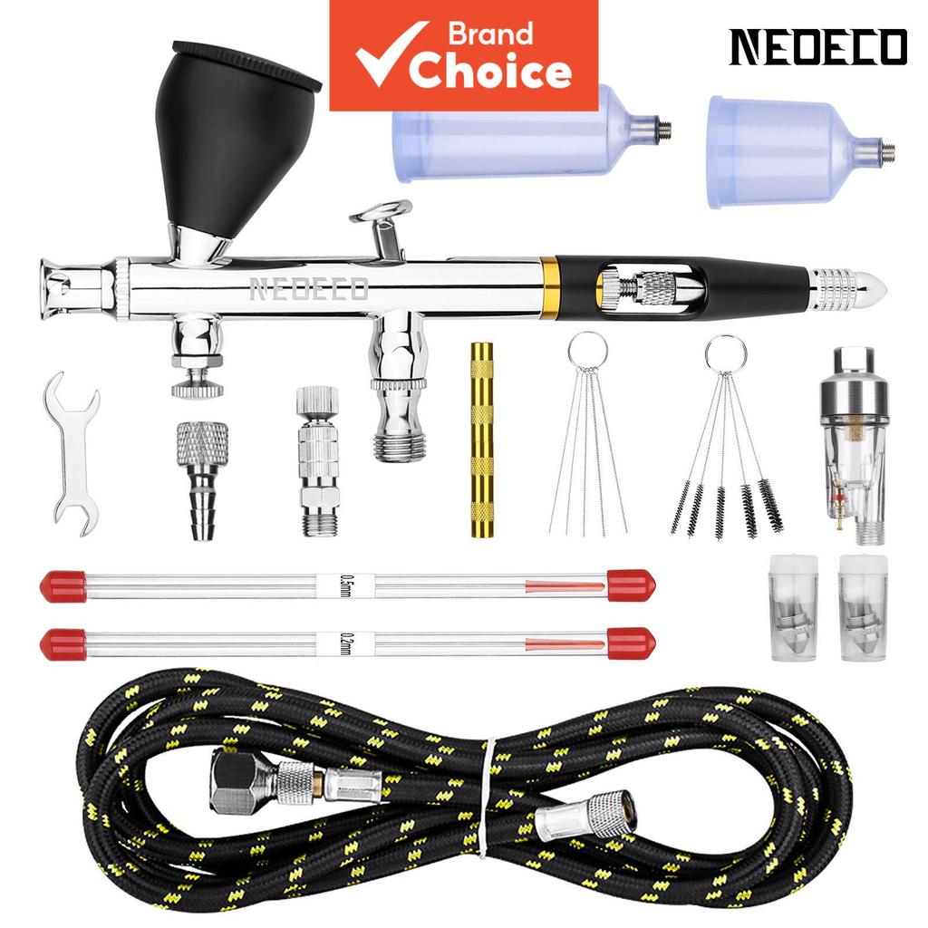 NEOECO NCT-SJ83RS1 Aerógrafo de Dupla Ação 9cc 1/3 oz Copos de Fluido Tampas de