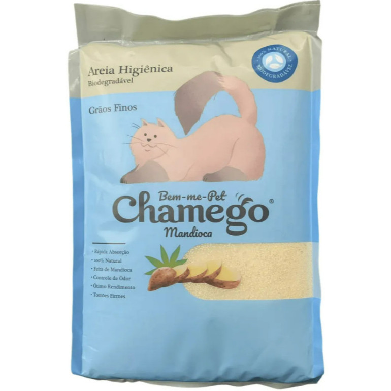 Areia higiênica para gatos Biodegradável Chamego Mandioca grãos finos - 2kg — imagem 2 de 2