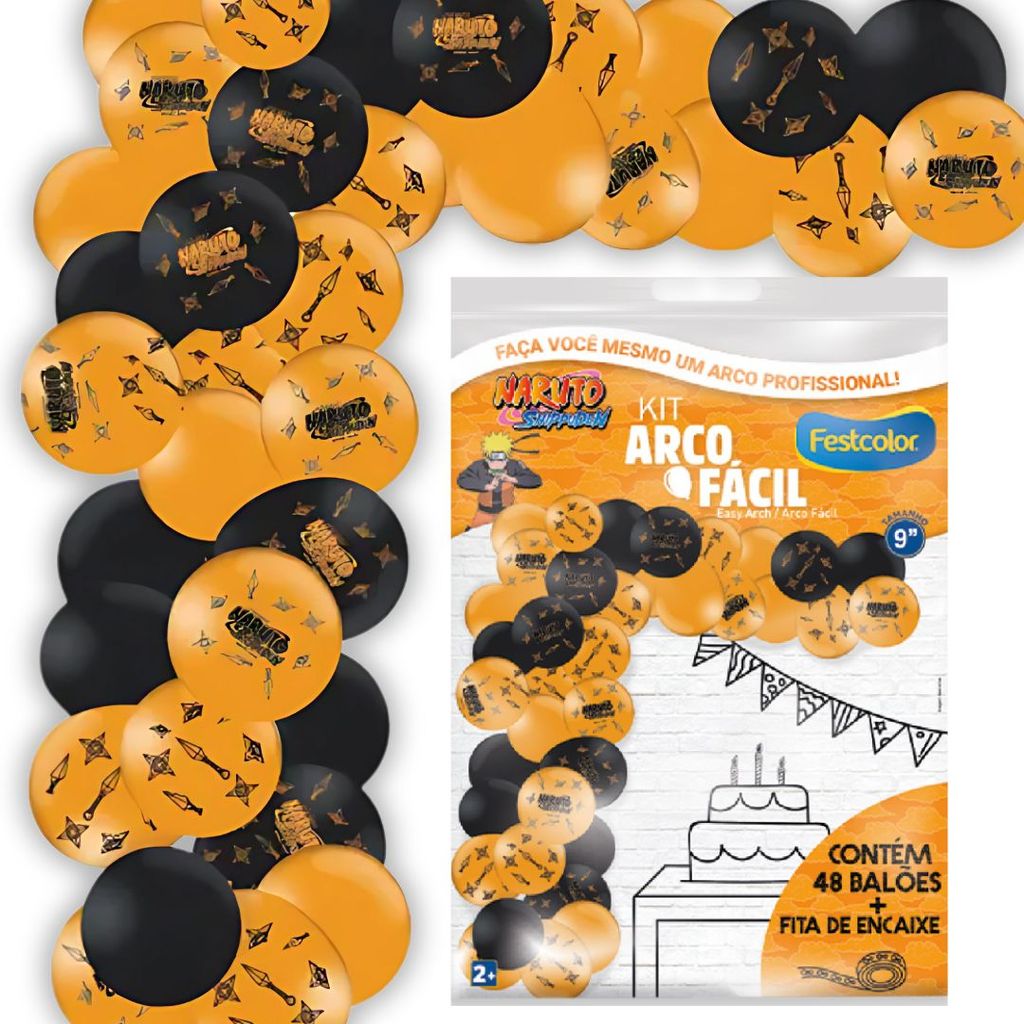 KIT ARCO FACIL DE BALOES NARUTO n°9 50 UN + 1 FITA ARCO FESTCOLOR (CHOCO)