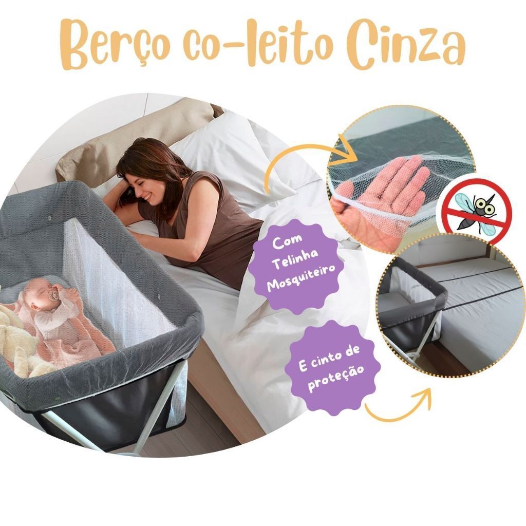Berço Portatil Co-Leito Bebe 9kg Ajustavel Dobrável - Berço Moises Portátil Intantil - Mosquiteiro - Compacto - Scorpion