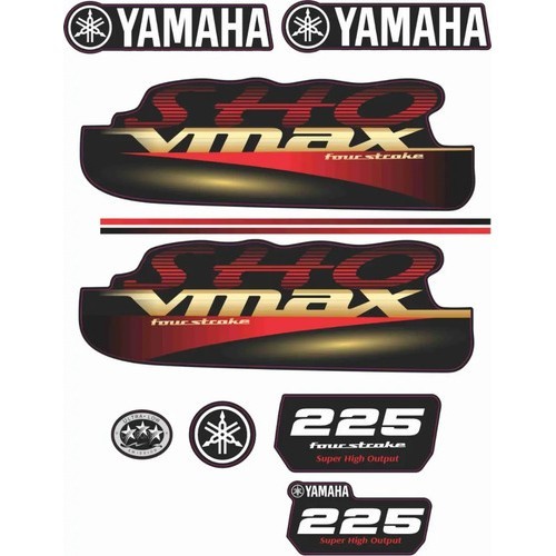 Yamaha Vmax 225 Hp Motor De Popa Decalques Adesivo