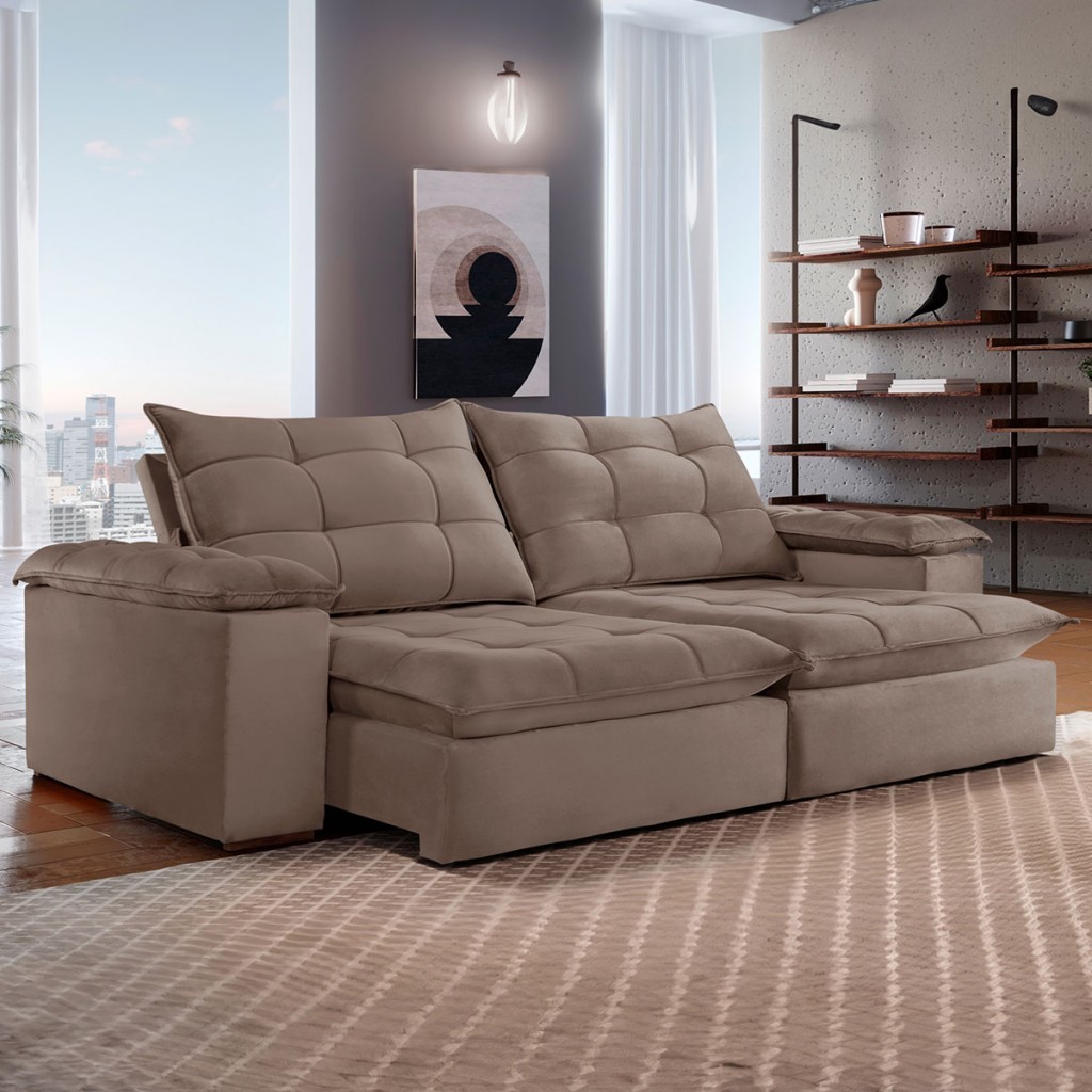 Sofá 4 Lugares Retrátil e Reclinável 250cm Espanha em Oferta na Shopee